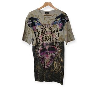 Christian Audigier Skull Panther Graphic T-Shirt 2XL